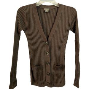 Ann Taylor Grey/Silver Long Sleeve Cardigan - XSP